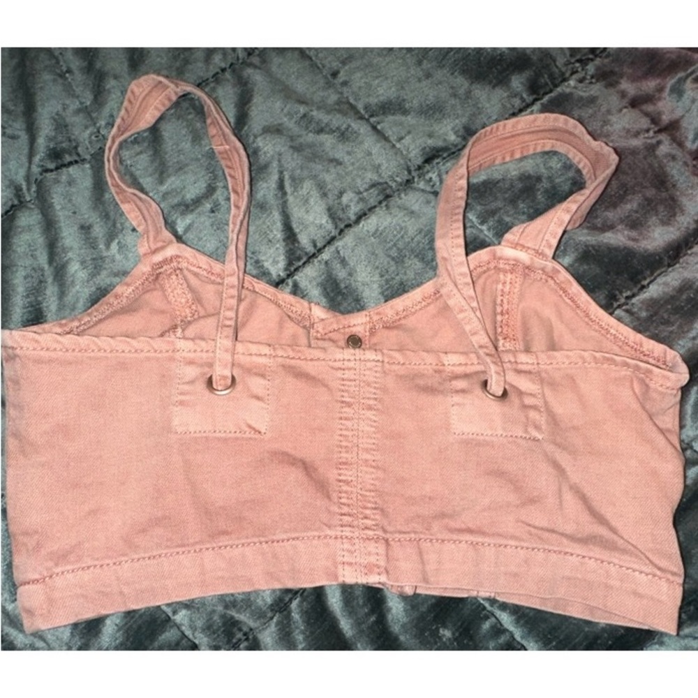American Eagle Pink Buttoned Down Denim Cropped T… - image 7